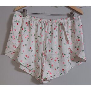 Colsie XL White Cherry Pullon Sleep Lounge Satin Comfy Lightweight Shorts